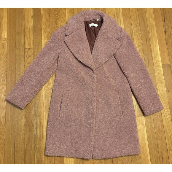 ALC Pink Mauve Teddy Caron Shearling Coat Faux Fur Peacoat Long XS - Picture 2 of 9